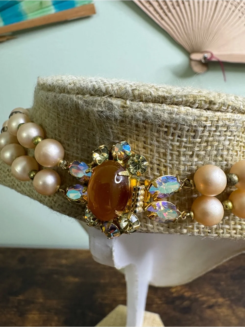 Boucher LeC Le Couturier Vintage Necklace Beaded Double Strand AB Crystal 1960’s - Picture 6 of 16